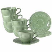Seltmann Weiden Beat Color Glaze Milchkaffeetassen mit Untertassen 6er Set Salbeigrün