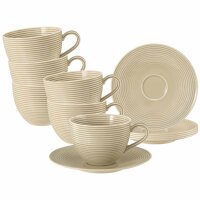 Seltmann Weiden Beat Color Glaze Milchkaffeetassen mit Untertassen 6er Set Sandbeige
