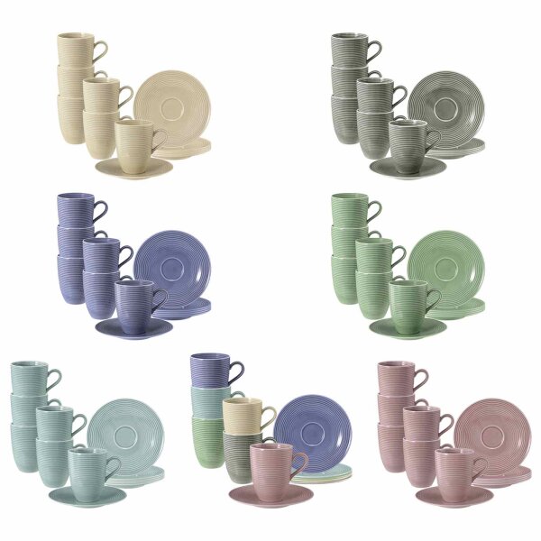 Seltmann Weiden Beat Color Glaze Henkelbecher mit Untertassen 6er Set