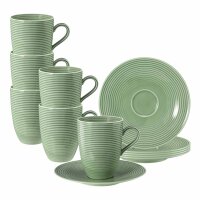 Seltmann Weiden Beat Color Glaze Henkelbecher mit Untertassen 6er Set Salbeigrün