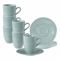 Seltmann Weiden Beat Color Glaze Henkelbecher mit Untertassen 6er Set Arktisblau