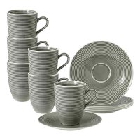 Seltmann Weiden Beat Color Glaze Henkelbecher mit Untertassen 6er Set Perlgrau