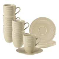 Seltmann Weiden Beat Color Glaze Henkelbecher mit Untertassen 6er Set Sandbeige