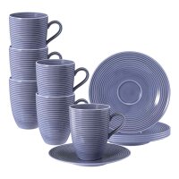 Seltmann Weiden Beat Color Glaze Henkelbecher mit Untertassen 6er Set Fliederblau