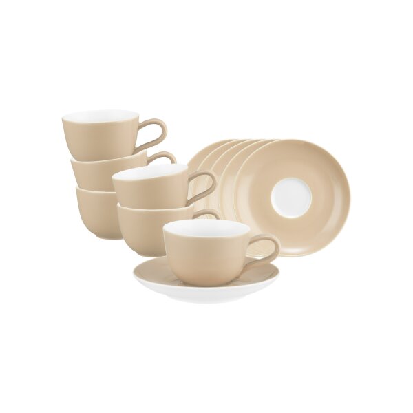 Seltmann Weiden Liberty Pure Colors Espressotasse mit Untertasse 6er Set - Dusty Beige