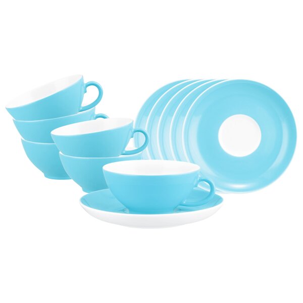 Seltmann Weiden Liberty Pure Colors Teetasse mit Untertasse 6er Set - Lagoon Blue