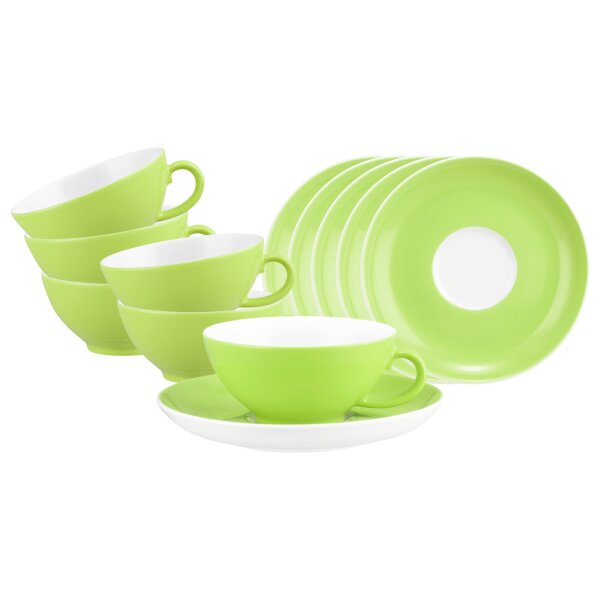 Seltmann Weiden Liberty Pure Colors Teetasse mit Untertasse 6er Set - Lime Green