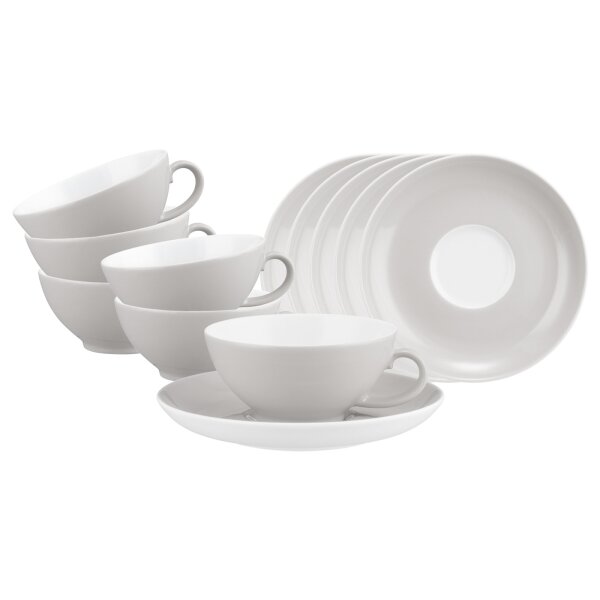 Seltmann Weiden Liberty Pure Colors Teetasse mit Untertasse 6er Set - New Grey