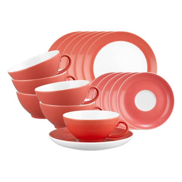 Seltmann Weiden Liberty Pure Colors Teeservice 18-teilig - Flamingo Red