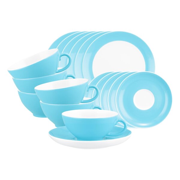 Seltmann Weiden Liberty Pure Colors Teeservice 18-teilig - Lagoon Blue