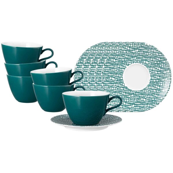Seltmann Weiden Life Fashion Milchkaffeetasse mit Untertasse 370 ml 6er Set - Trendy Petrol