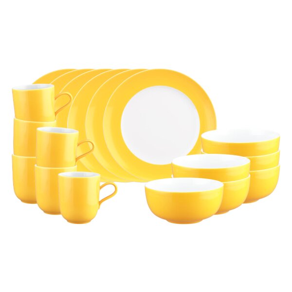 Seltmann Weiden Liberty Pure Colors Frühstücks-Set 18-teilig - Yellow Glow