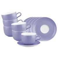 Seltmann Weiden Liberty Pure Colors Milchkaffeetasse mit Untertasse 380 ml 6er Set - Grape Purple