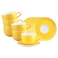 Seltmann Weiden Liberty Pure Colors Milchkaffeetasse mit Untertasse 380 ml 6er Set - Yellow Glow