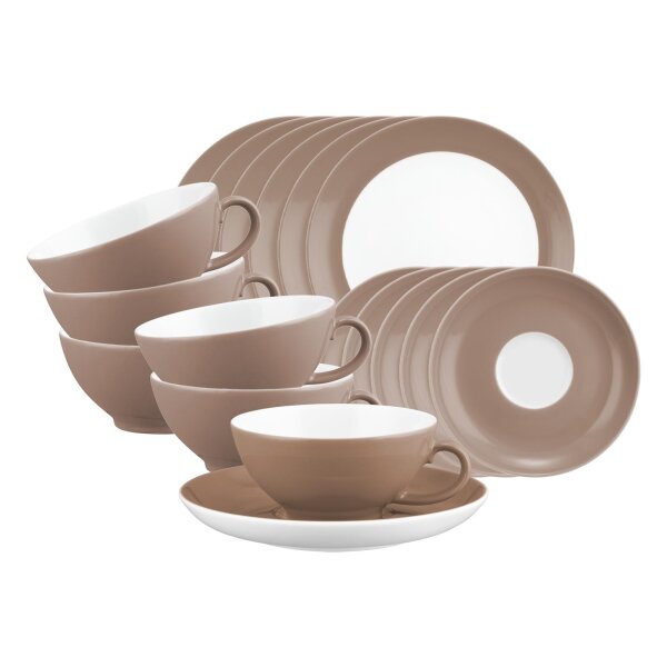 Seltmann Weiden Liberty Pure Colors Teeservice 18-teilig - Cocoa Brown
