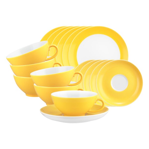Seltmann Weiden Liberty Pure Colors Teeservice 18-teilig - Yellow Glow