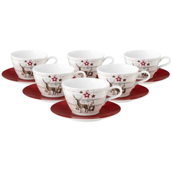 Seltmann Weiden Life Christmas Milchkaffeetasse mit Untertasse 370 ml 6er Set