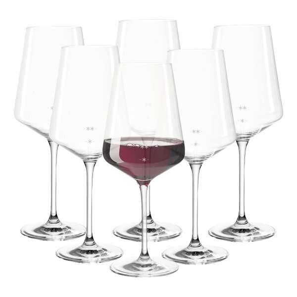 Leonardo Puccini Rotweinglas mit Einschenkhilfe 0,1 l / 0,2 l - 6er Set (Gravur)