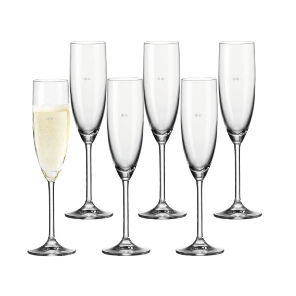 Leonardo Daily Sektglas mit Einschenkhilfe 0,1 l - 6 Stück (Gravur)