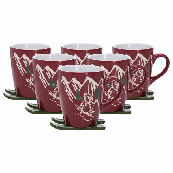 Ritzenhoff & Breker Aspen Kaffeebecher auf Ski 340 ml rot 6er Set