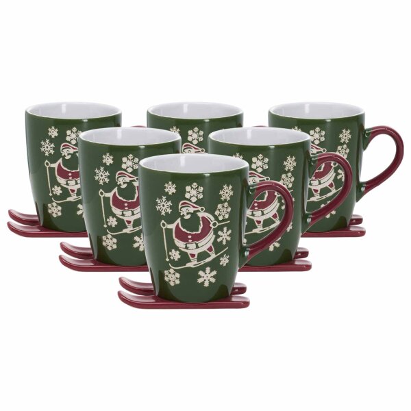 Ritzenhoff & Breker Whistler Kaffeebecher auf Ski 340 ml grün 6er Set