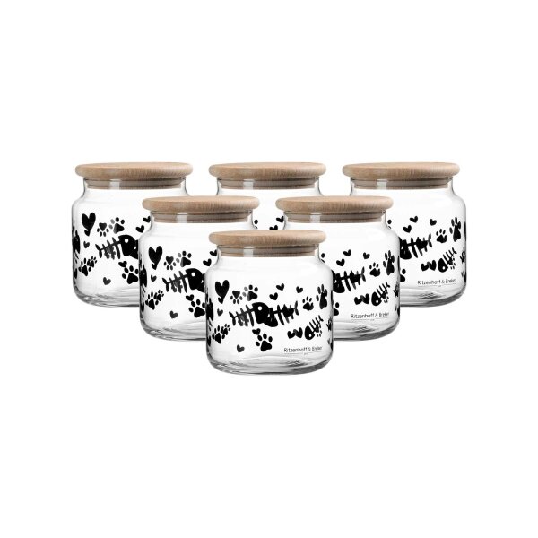 Ritzenhoff & Breker Mika Cat Leckerli-Dose mit Deckel ø 10 cm 6er Set