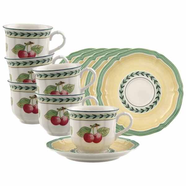 Villeroy & Boch French Garden Fleurence Kaffeetasse mit Untertasse 120 ml 6er Set