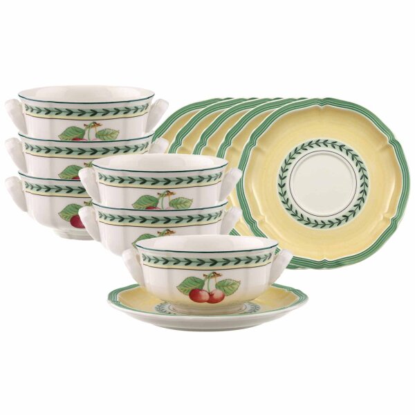 Villeroy & Boch French Garden Fleurence Suppentasse mit Untertasse 240 ml 6er Set
