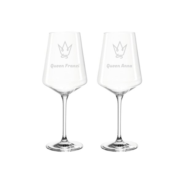Gravur Weißweinglas Puccini 560 ml - Krone-Motiv 2er Set
