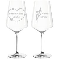Gravur Puccini Rotweinglas 750 ml - Herzen - 2er Set
