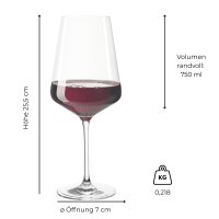Gravur Rotweinglas Puccini 750 ml - Herzen - 2er Set