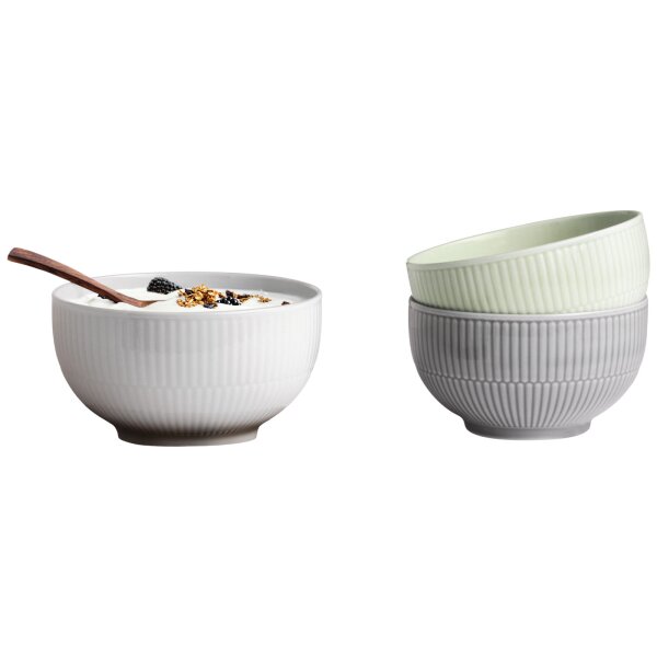 Seltmann Weiden Amina Müslischalen-Set ø 15 cm 3-teilig (Weiß, Grau, Grün)