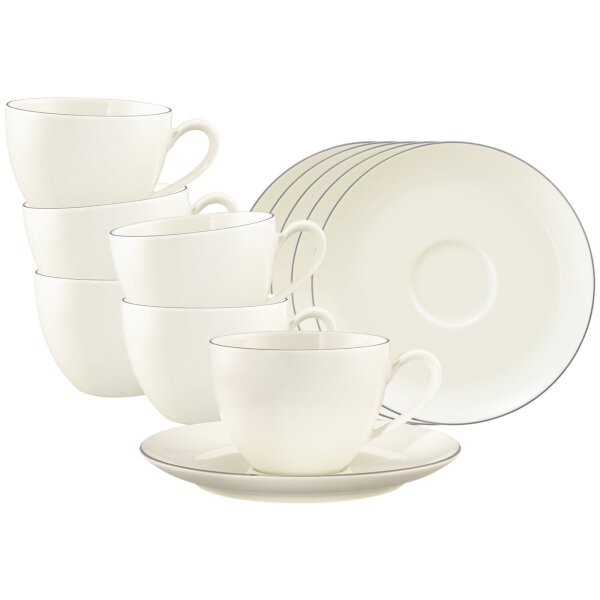 Seltmann Weiden Savona Kaffeetasse mit Untertasse 270 ml Grey Line 6er Set