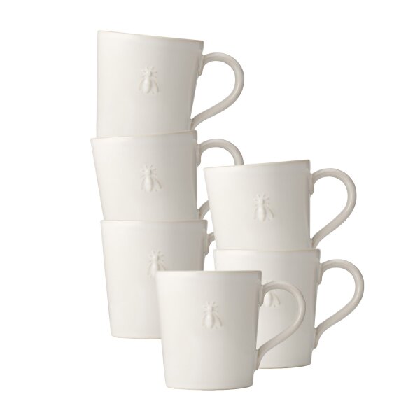 La Rochère Biene Abeille Henkelbecher 520 ml 6er Set Ecru