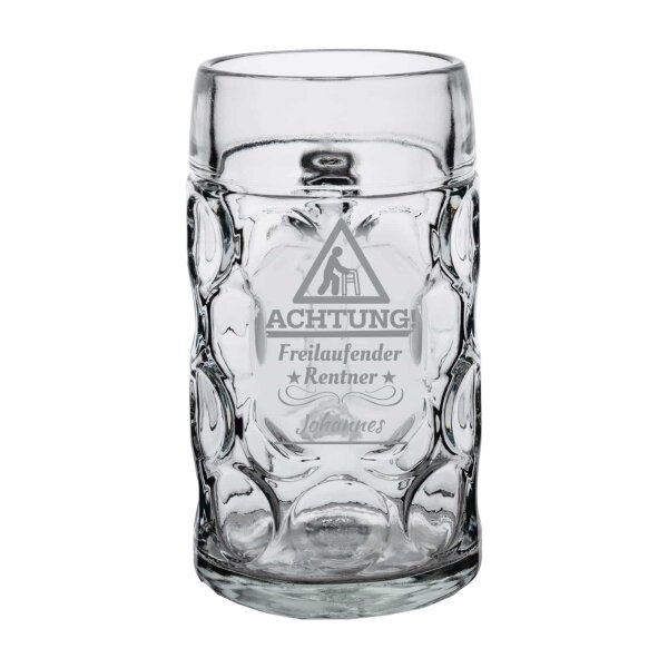 ISAR Bierkrug 1,0  l mit Eichung - Freilaufender Rentner