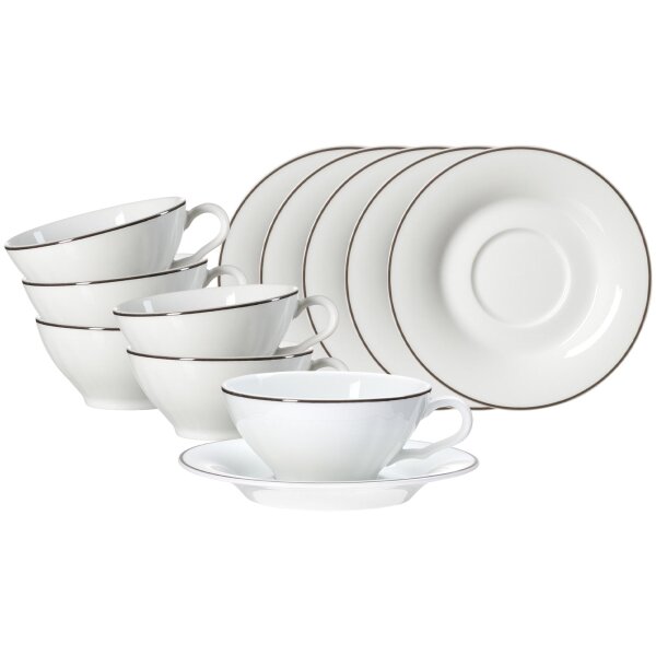 Ritzenhoff & Breker Ostfriese Teetasse mit Untertasse 100 ml 6er Set - Grau