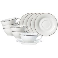 Ritzenhoff & Breker Ostfriese Teetasse mit Untertasse 100 ml 6er Set - Grau