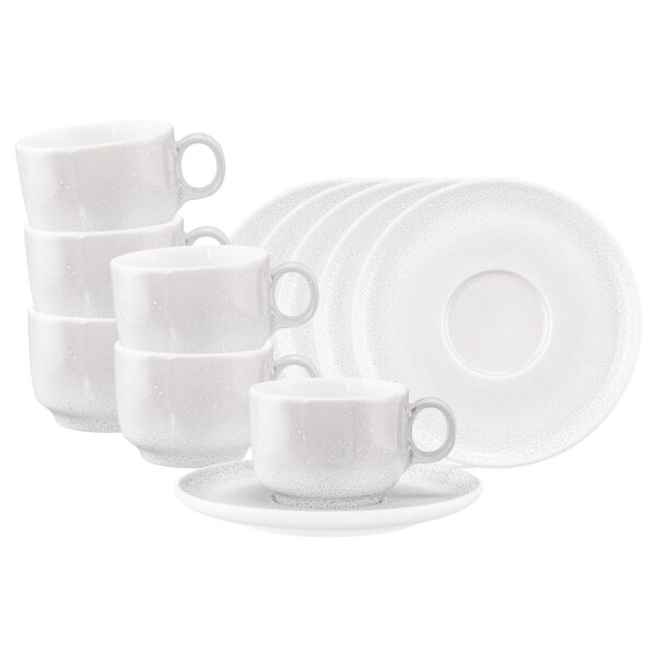 Seltmann Weiden Sento Home Kaffeetasse mit Untertasse 210 ml 6er Set - Aura white