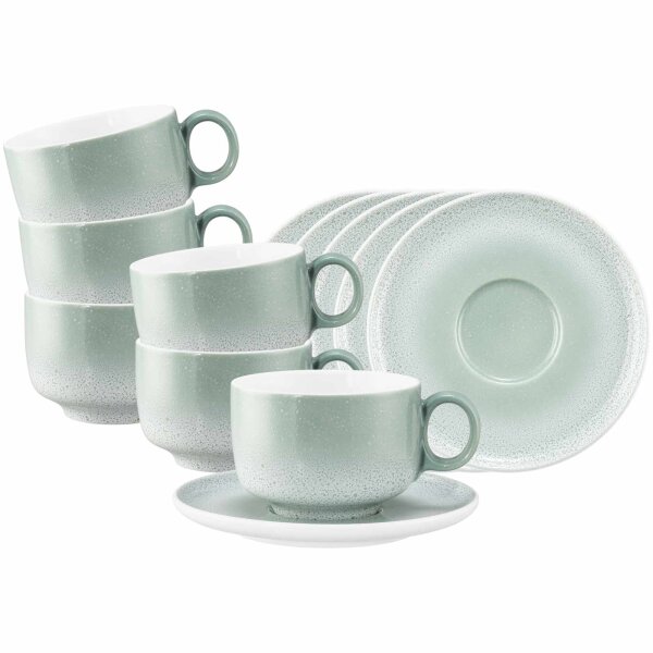 Seltmann Weiden Sento Home Milchkaffeetasse mit Untertasse 350 ml 6er Set - Aura mint