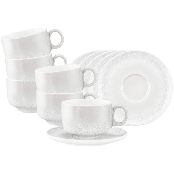 Seltmann Weiden Sento Home Milchkaffeetasse mit Untertasse 350 ml 6er Set - Aura white