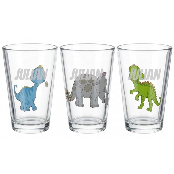 Kinderbecher Dino & Name horizontal 3er Set