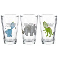 Kinderbecher Dino & Name gerade 3er Set