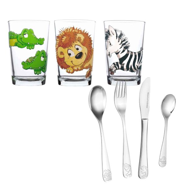 Ritzenhoff & Breker HAPPY ZOO 3x Kinderbecher inkl. 4-tlg. Kinderbesteck