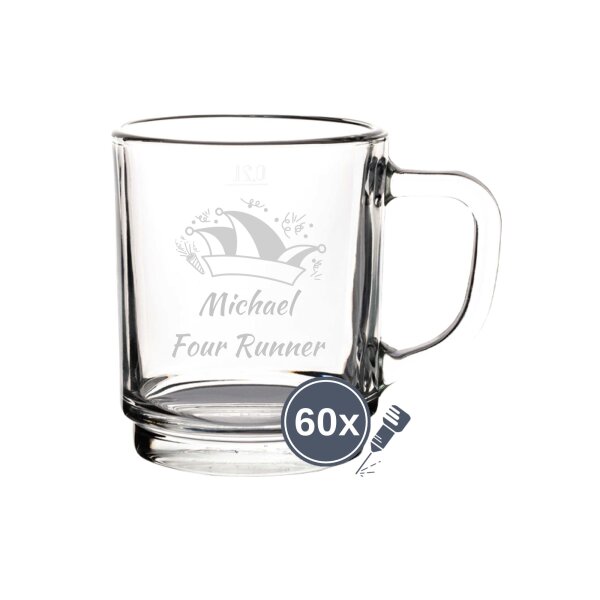 Kaffeeglas 0,2l geeicht - Prinzenmütze 60 Stück