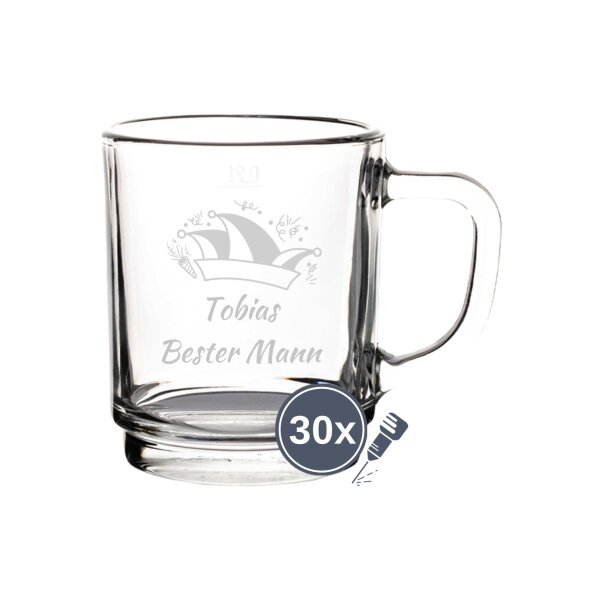 Kaffeeglas 0,2l geeicht - Prinzenmütze 30 Stück
