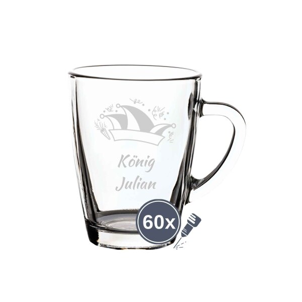 Glasbecher Kaffeebecher 300 ml  - Prinzenmütze 60 Stück