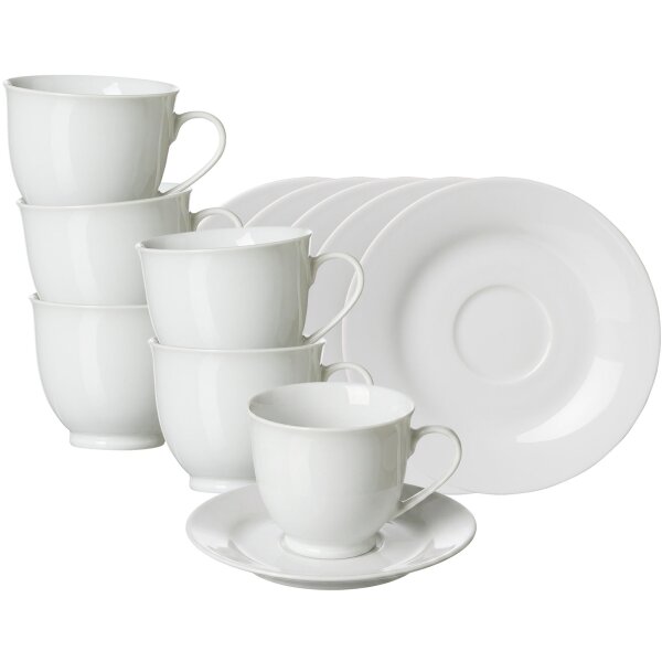 Ritzenhoff & Breker Bianco Rondo Kaffeetasse mit Untertasse 180 ml 6er Set