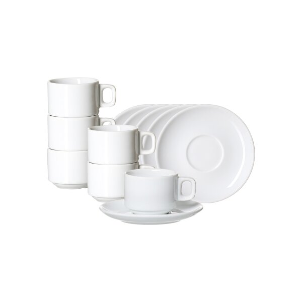 Ritzenhoff & Breker Bianco Espressotasse mit Untertasse 85 ml 6er Set