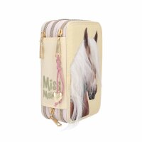 Miss Melody 3-Fach Federtasche mit Pferdekopf-Applikation...