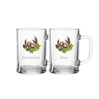 Bierkrüge 550 ml mit Gravur horizontal - 2 Stück
